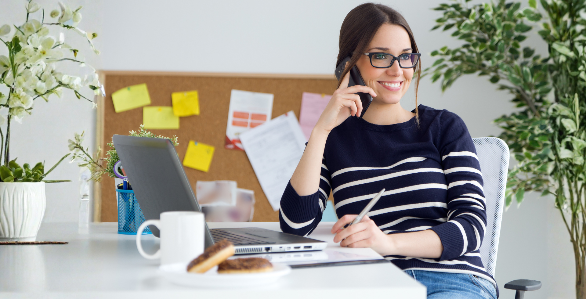 A professional working at her desk