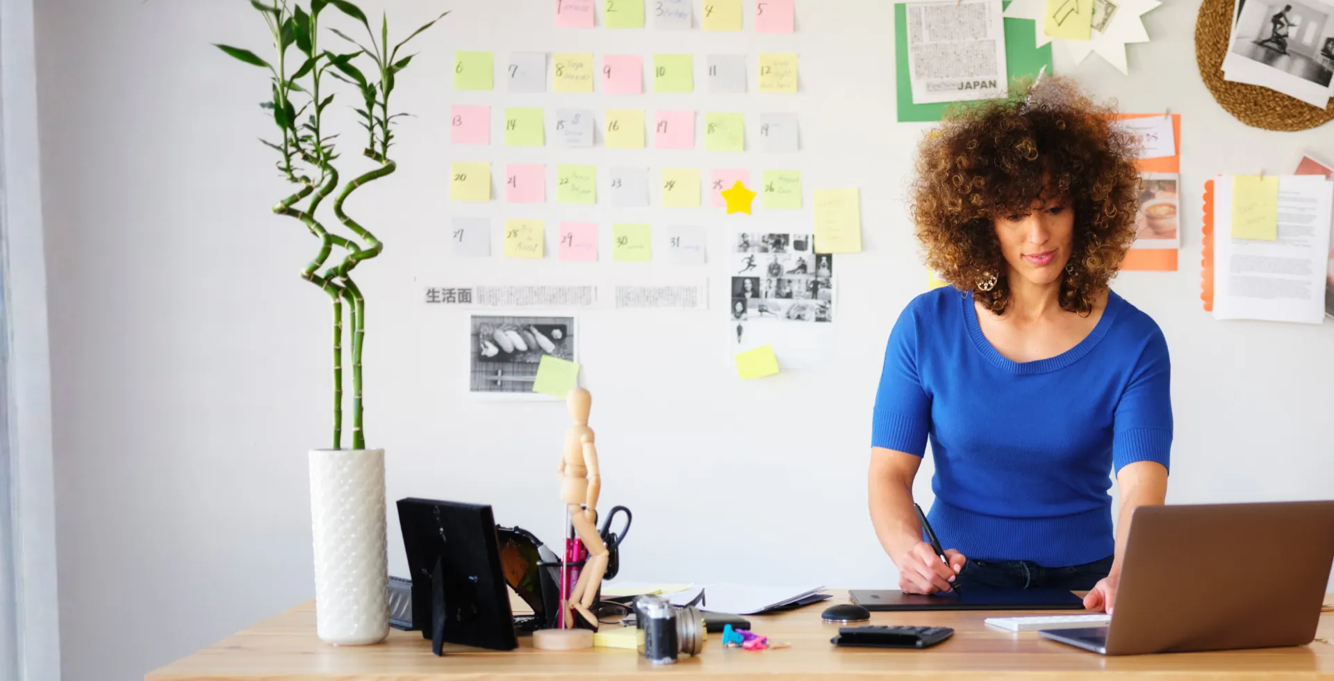 A South African professional working remotely from a bright home office