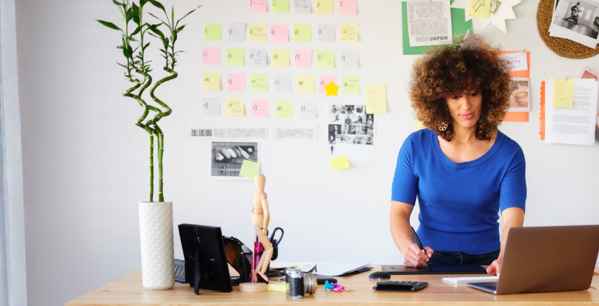 A South African professional working remotely from a bright home office