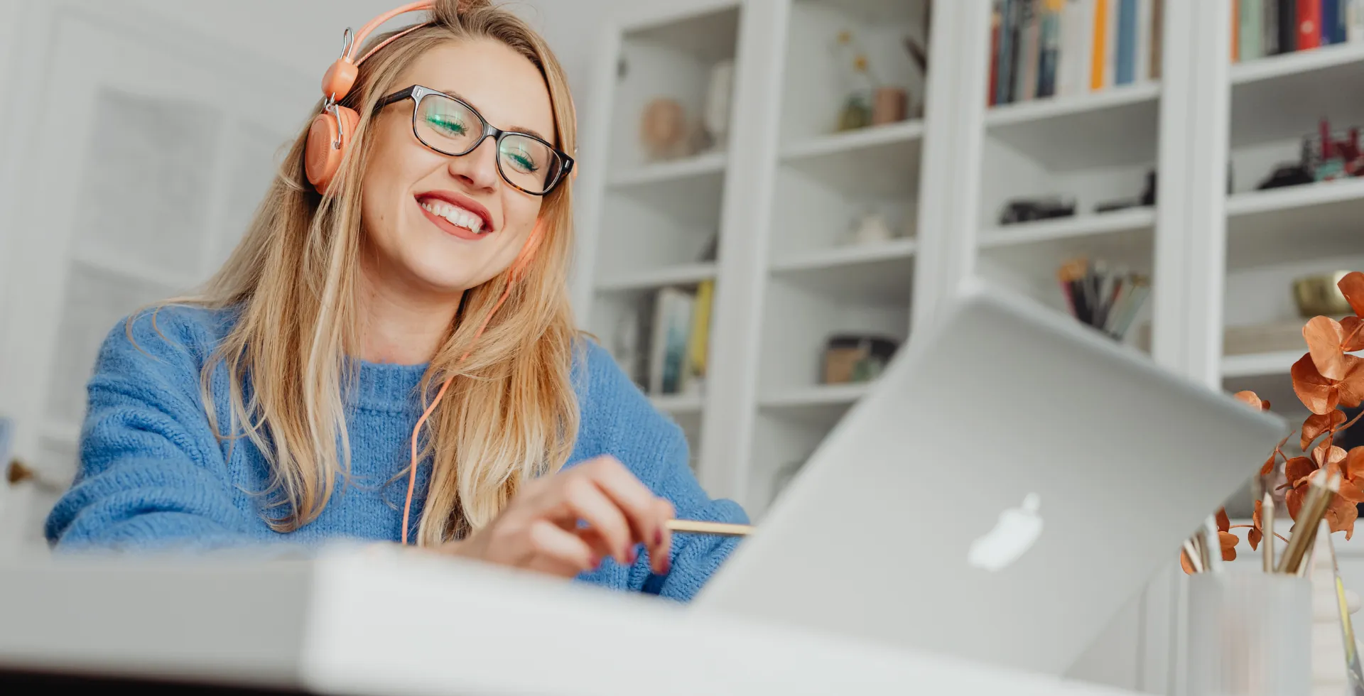 Outsourcery team member working from a home office setup